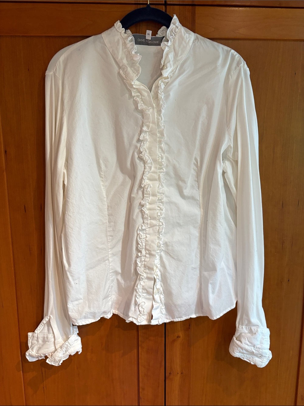 Anne Fontaine White Ruffle-Collar Button Blouse